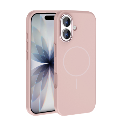 Apple iPhone 17 Kılıf M-Safe Şarj Özellikli Metal Kamera Çerçeveli Zore Edi Silikon Kapak Rose Gold