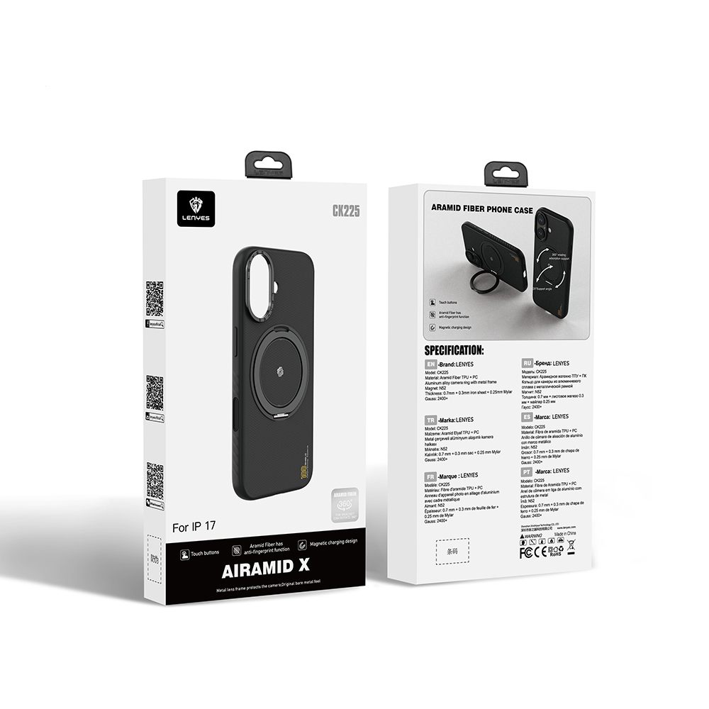 Apple iPhone 17 Kılıf M-safe Şarj Özellikli Metal Standlı Lenyes CK225 Kevlar Kapak - 9