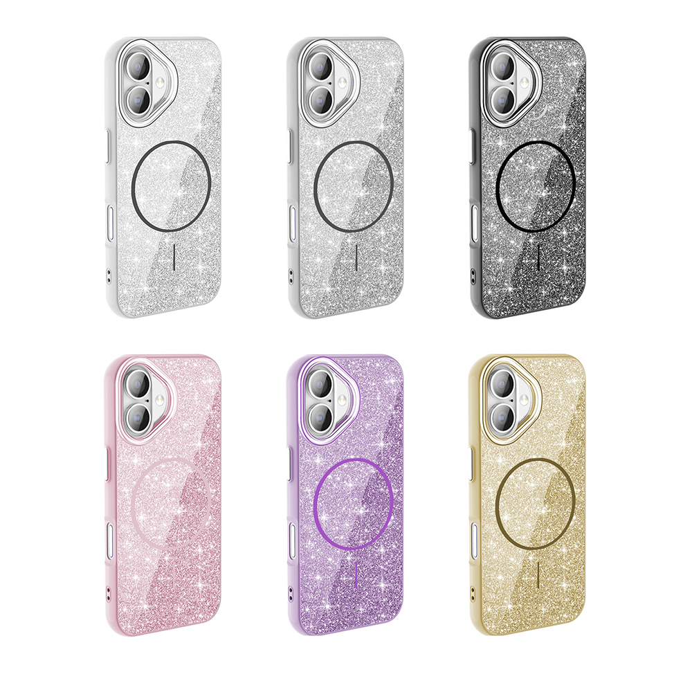 Apple iPhone 17 Kılıf M-safe Şarj Özellikli Parlayan Simli Zore Okso Kapak - 17 Apple iPhone 17 Kılıf M-safe Şarj Özellikli Parlayan Simli Zore Okso Kapak - 17