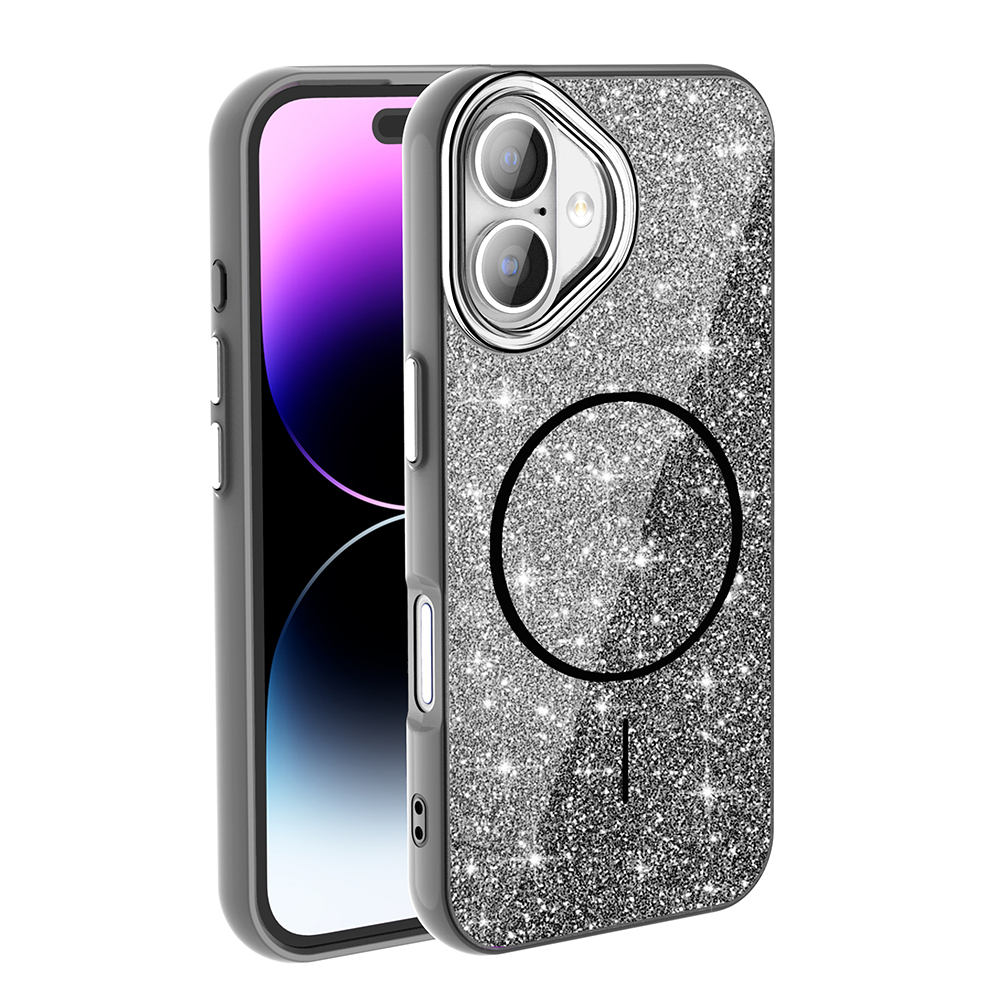 Apple iPhone 17 Kılıf M-safe Şarj Özellikli Parlayan Simli Zore Okso Kapak - 1 Apple iPhone 17 Kılıf M-safe Şarj Özellikli Parlayan Simli Zore Okso Kapak - 1