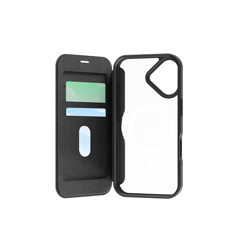 Apple iPhone 17 Kılıf M-Safe Şarj Özellikli Raptic Air Folio Şeffaf Kartlıklı Kapaklı Kılıf - 1