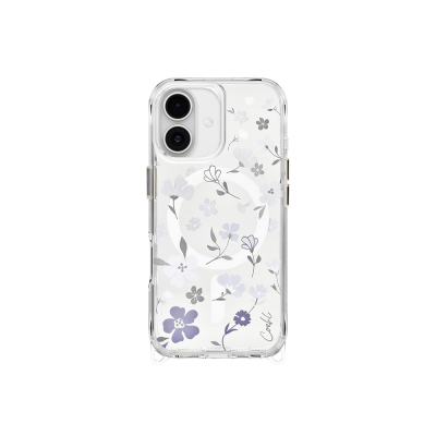 Apple iPhone 17 Kılıf M-safe Şarj Özellikli Şeffaf Arka Yüzey Çiçekli Coehl Amara Kapak Lila