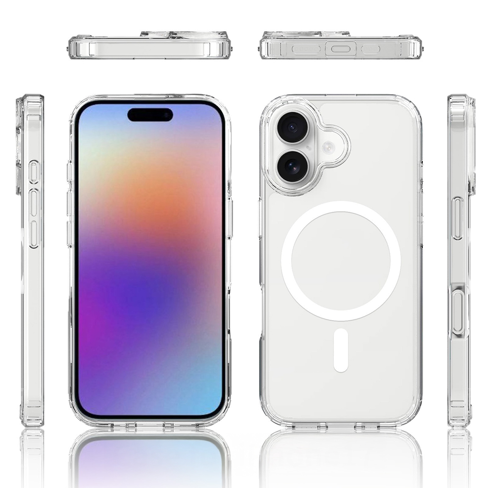 Apple iPhone 17 Kılıf M-safe Şarj Özellikli Şeffaf Sert PC Zore Embos Kapak - 4
