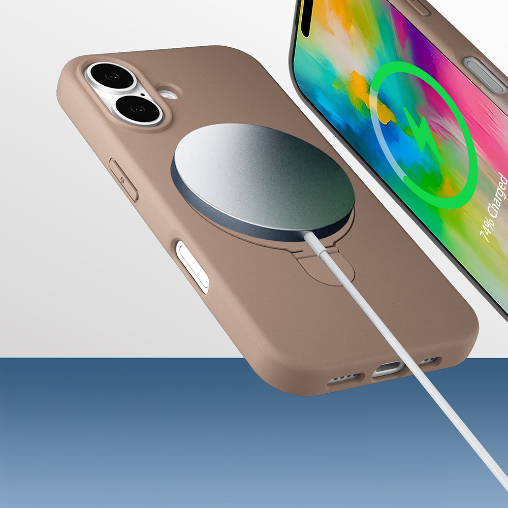 Apple iPhone 17 Kılıf M-safe Şarj Özellikli Standlı Zore Samara Kapak - 9