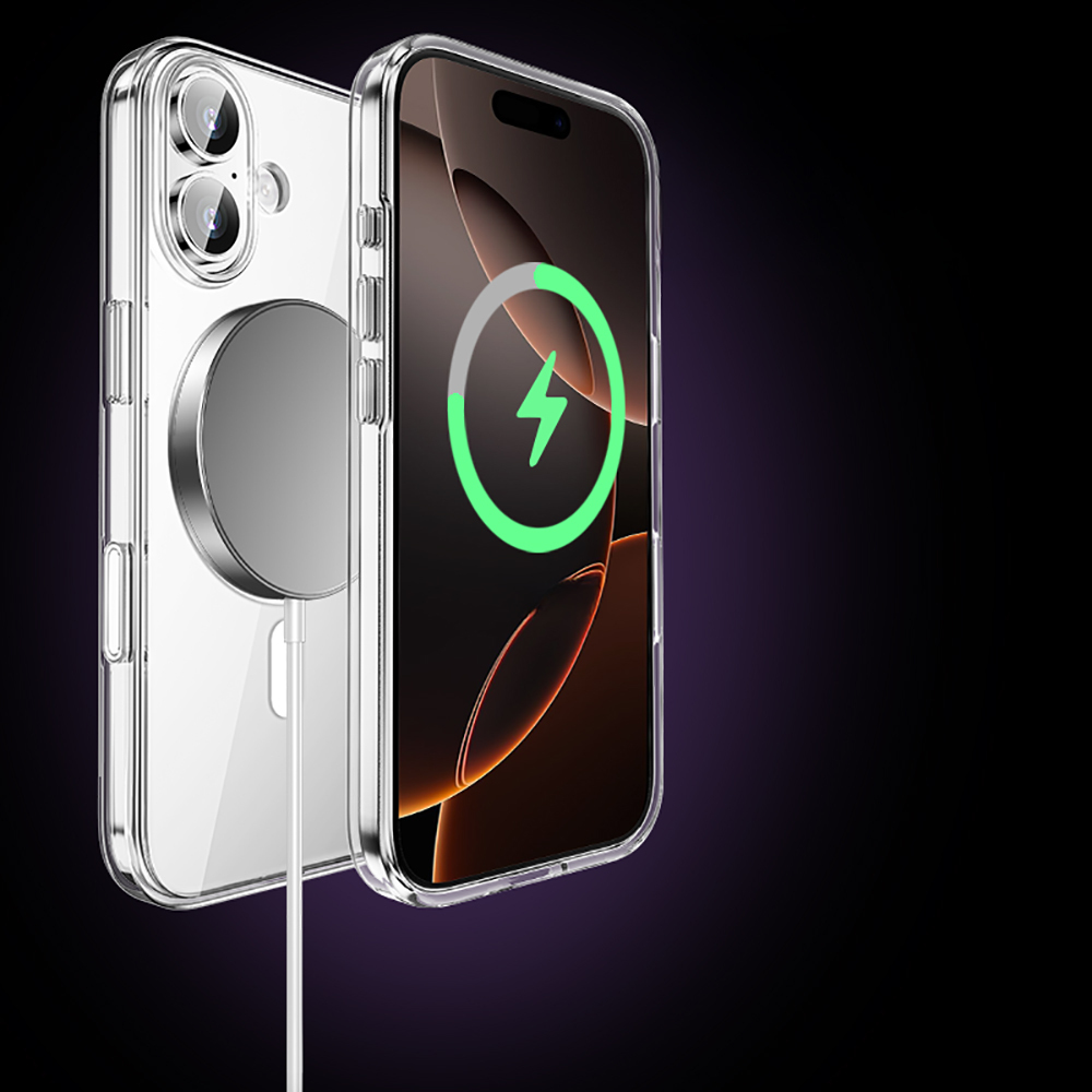 Apple iPhone 17 Kılıf M-safe Şarj Özellikli Transparan Sert PC Wlons Pita Kapak - 10