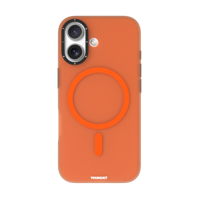 Apple iPhone 17 Kılıf M-safe Şarj Özellikli Youngkit Hidden Sand Serisi Kapak Turuncu