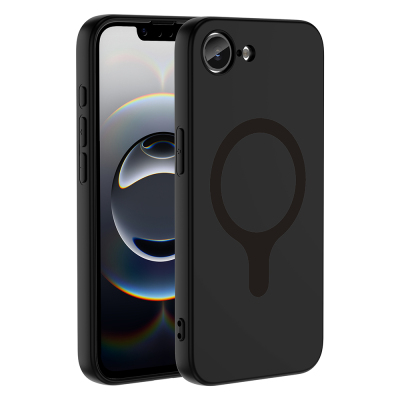 Apple iPhone 17 Kılıf M-Safe Şarj Özellikli Zore Aris Silikon Kapak Siyah