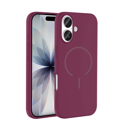 Apple iPhone 17 Kılıf M-safe Şarj Özellikli Zore Meta Kapak Koyu Mor