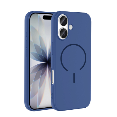 Apple iPhone 17 Kılıf M-safe Şarj Özellikli Zore Meta Kapak Lacivert