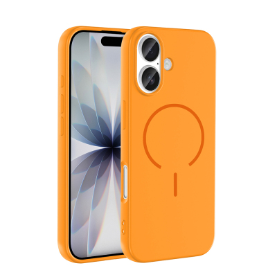 Apple iPhone 17 Kılıf M-safe Şarj Özellikli Zore Meta Kapak Turuncu