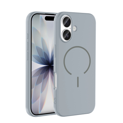 Apple iPhone 17 Kılıf M-safe Şarj Özellikli Zore Meta Kapak Titanyum-Gri