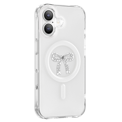 Apple iPhone 17 Kılıf M-Safe Şarj Özellikli Zore Paris Mova Sert PC Kapak Şeffaf