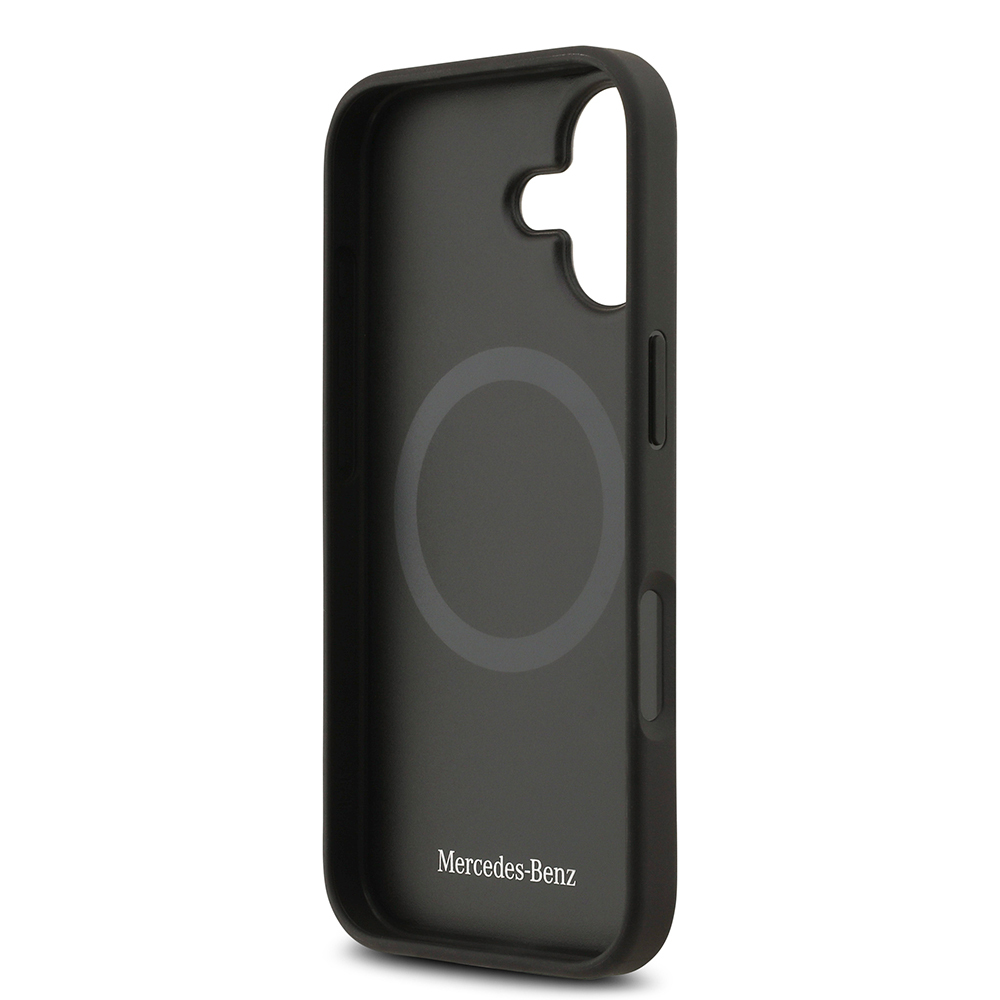 Apple iPhone 17 Kılıf Mercedes Benz Orjinal Lisanslı M-safe Şarj Özellikli Dokulu Desenli Deri Kapak - 16