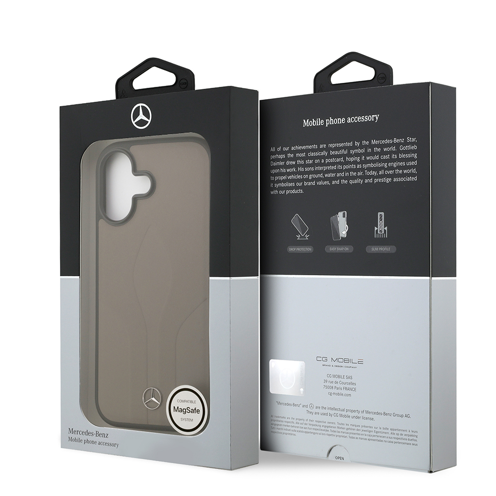 Apple iPhone 17 Kılıf Mercedes Benz Orjinal Lisanslı M-safe Şarj Özellikli Dokulu Desenli Deri Kapak - 17