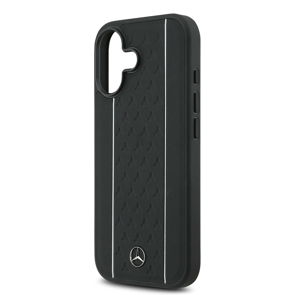 Apple iPhone 17 Kılıf Mercedes Benz Orjinal Lisanslı M-safe Şarj Özellikli Şeritli Yıldız Desenli Metal Logolu Deri Kapak - 7