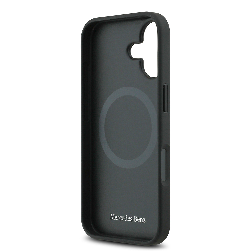 Apple iPhone 17 Kılıf Mercedes Benz Orjinal Lisanslı M-safe Şarj Özellikli Şeritli Yıldız Desenli Metal Logolu Deri Kapak - 8