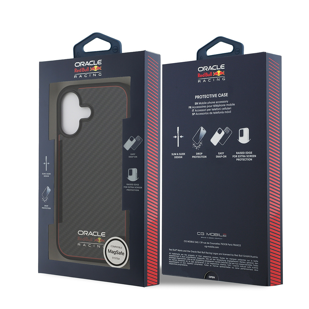 Apple iPhone 17 Kılıf Redbull Orjinal Lisanslı M-safe Şarj Özellikli Karbon Fiber Parlayan Logolu Kevlar Kapak - 9