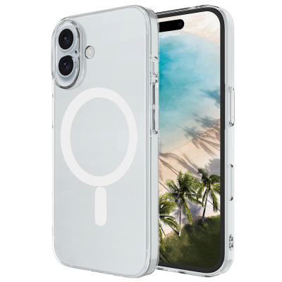 Apple iPhone 17 Kılıf Zore M-safe Şarj Özellikli Şeffaf Kamera Çerçeveli Porto Kapak Şeffaf