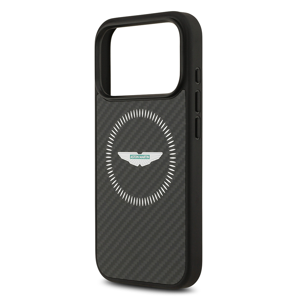 Apple iPhone 17 Pro Case Aston Martin Original Licensed Carbon Fiber Kevlar Cover M-Safe Charging Feature - 8