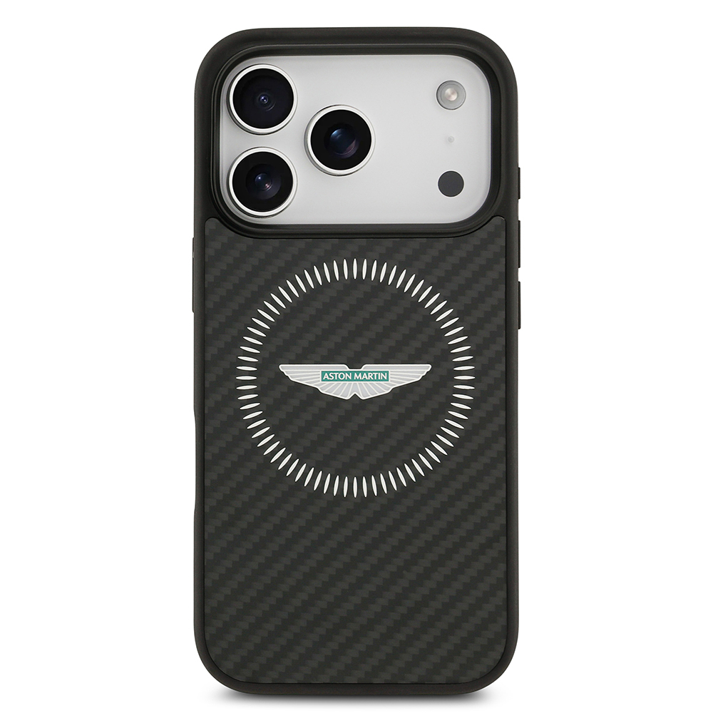 Apple iPhone 17 Pro Case Aston Martin Original Licensed Carbon Fiber Kevlar Cover M-Safe Charging Feature - 4