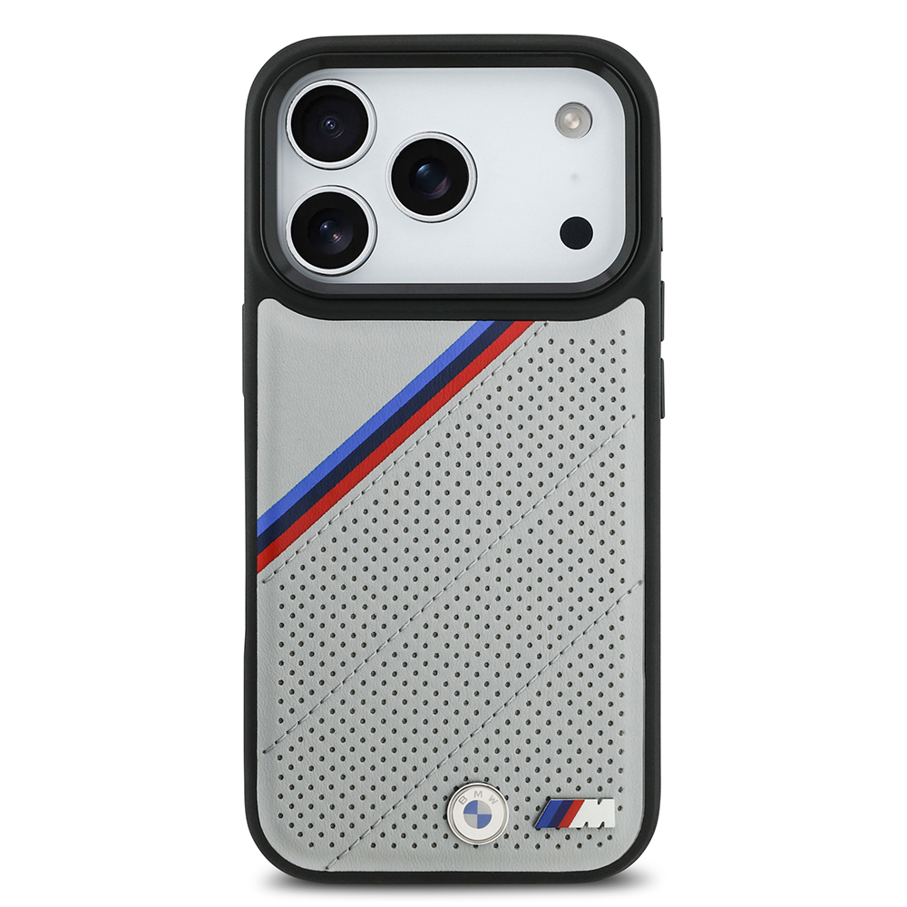 Apple iPhone 17 Pro Case BMW Original Licensed M-Safe Charging Feature M Logo Three Stripe Perforated Leather Cover - 5