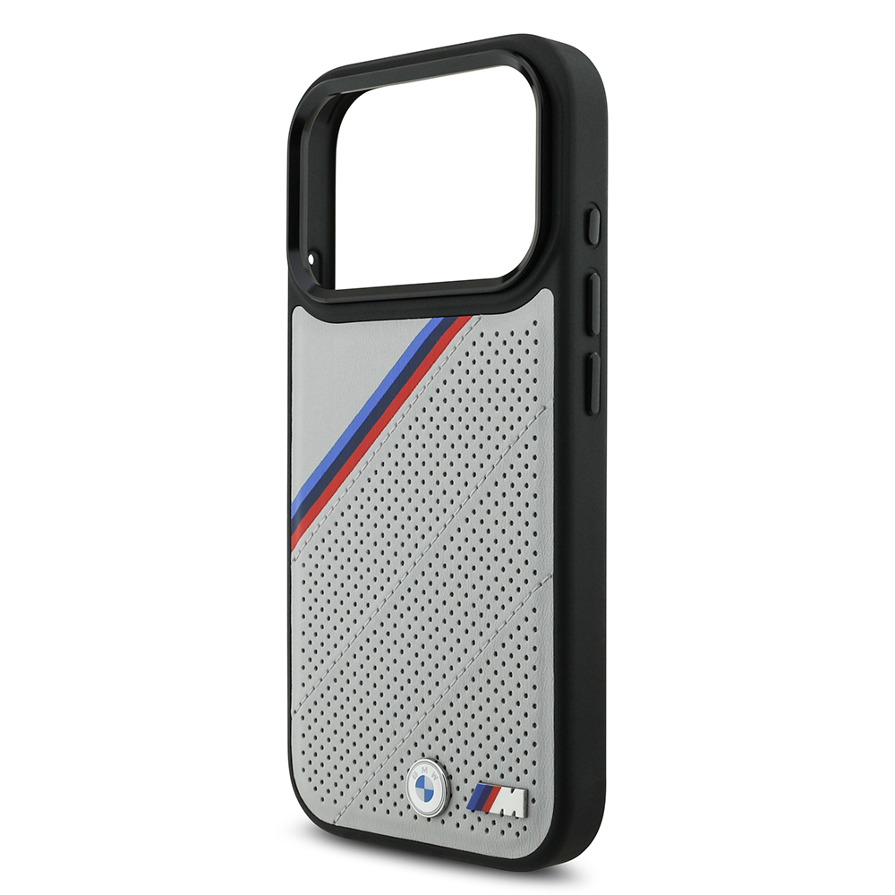 Apple iPhone 17 Pro Case BMW Original Licensed M-Safe Charging Feature M Logo Three Stripe Perforated Leather Cover - 8