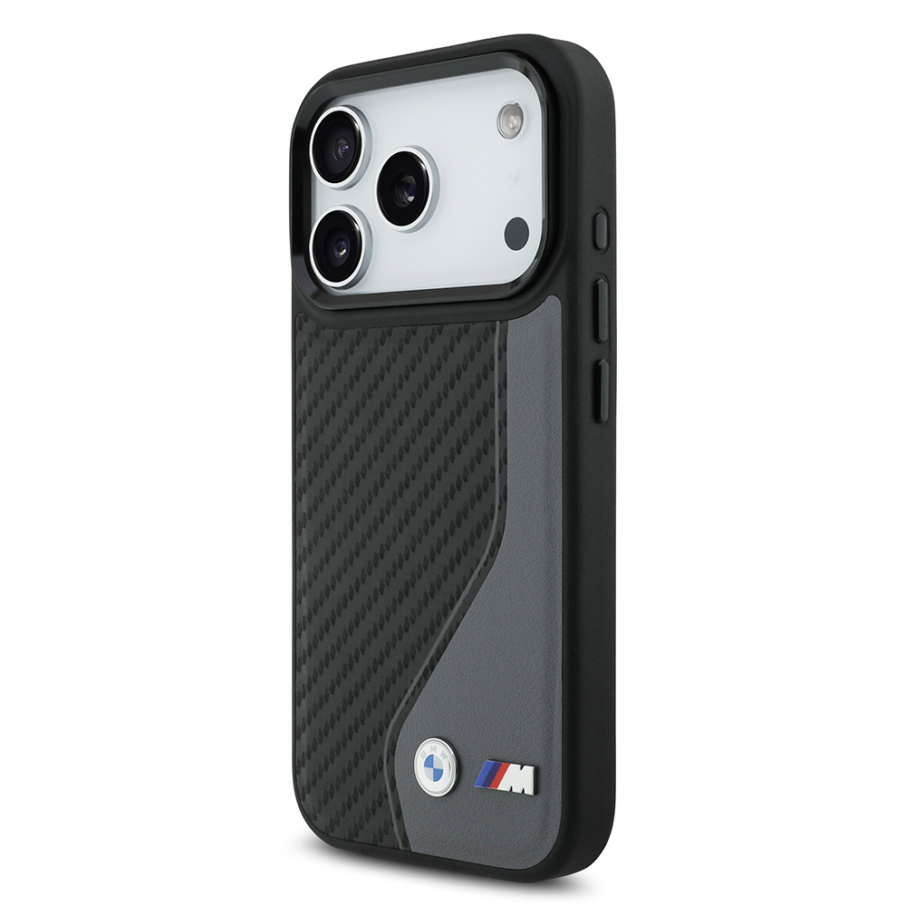 Apple iPhone 17 Pro Case BMW Original Licensed M-Safe Charging Feature Metal BMW and M Logo PU Carbon Design Cover - 11