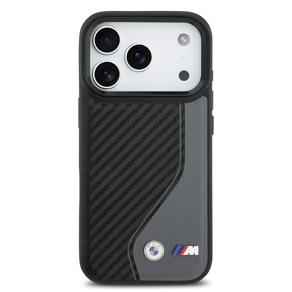 Apple iPhone 17 Pro Case BMW Original Licensed M-Safe Charging Feature Metal BMW and M Logo PU Carbon Design Cover - 12