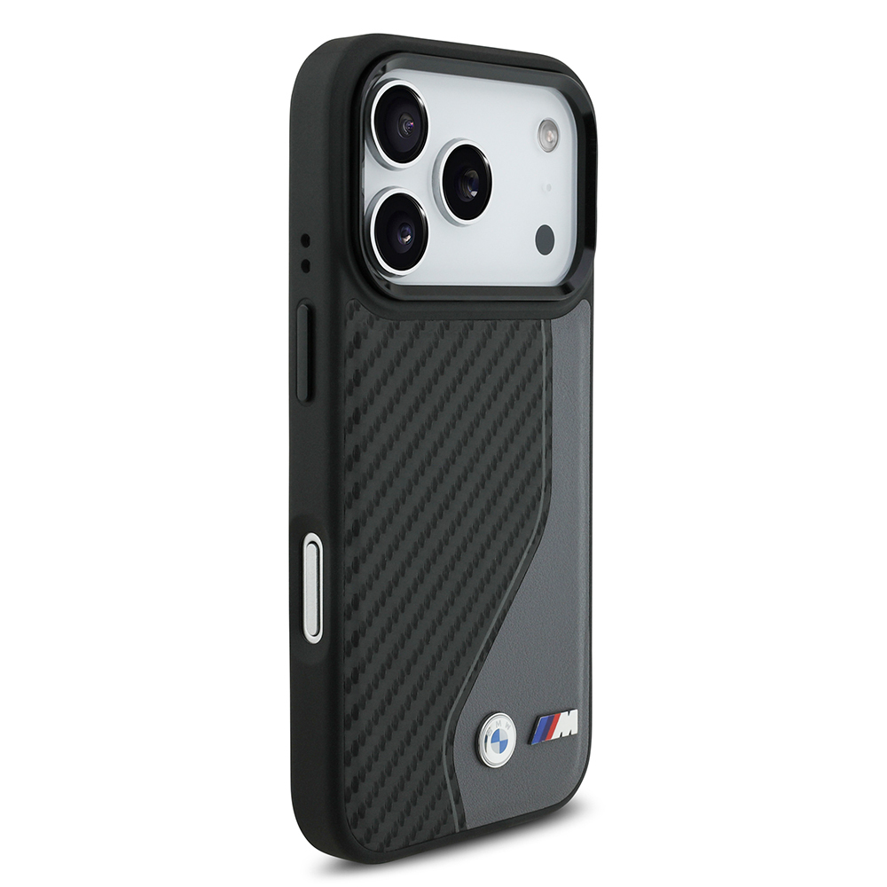 Apple iPhone 17 Pro Case BMW Original Licensed M-Safe Charging Feature Metal BMW and M Logo PU Carbon Design Cover - 13