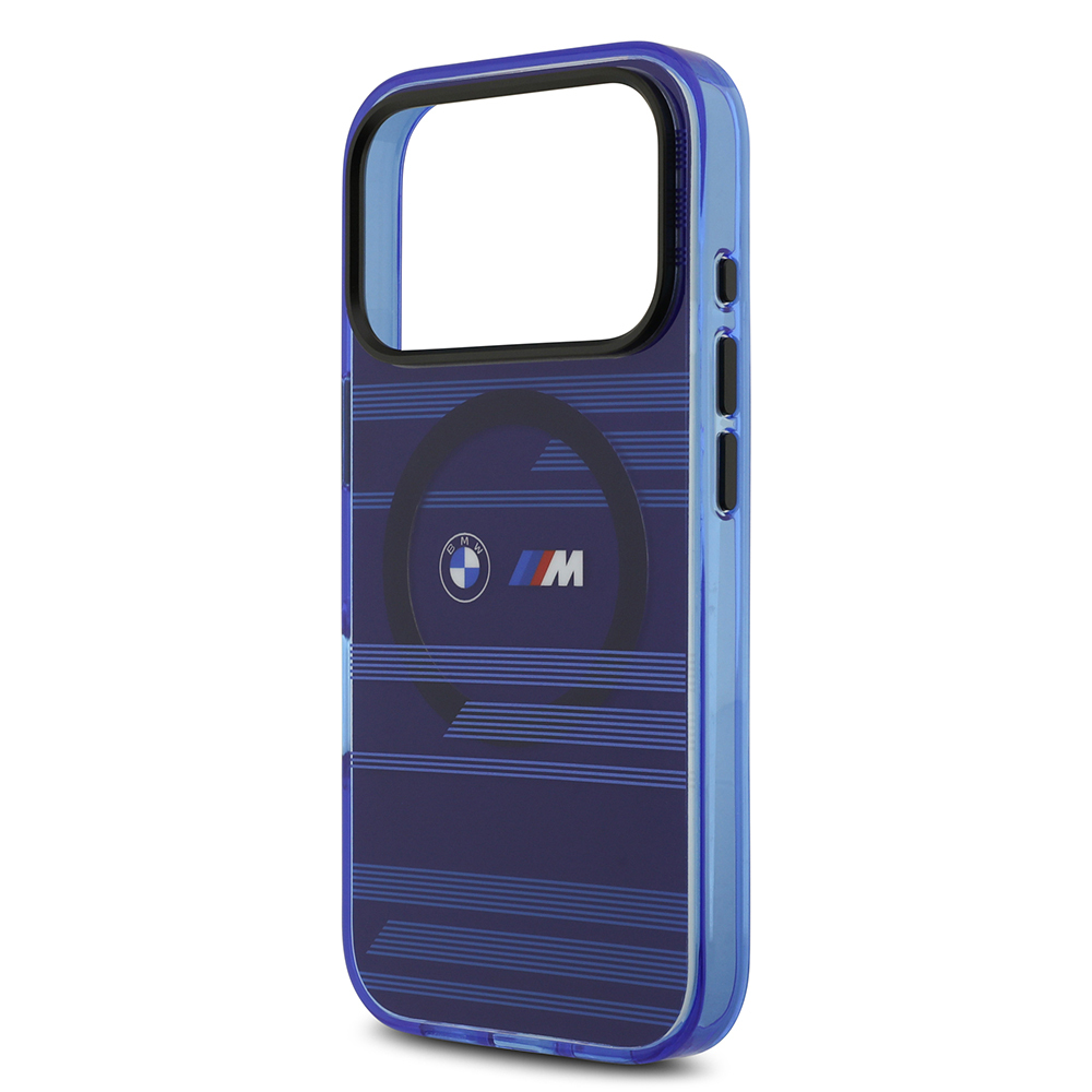 Apple iPhone 17 Pro Case BMW Original Licensed M-Safe Charging Feature Metal Camera Button Horizontal Stripe M Design Cover - 9