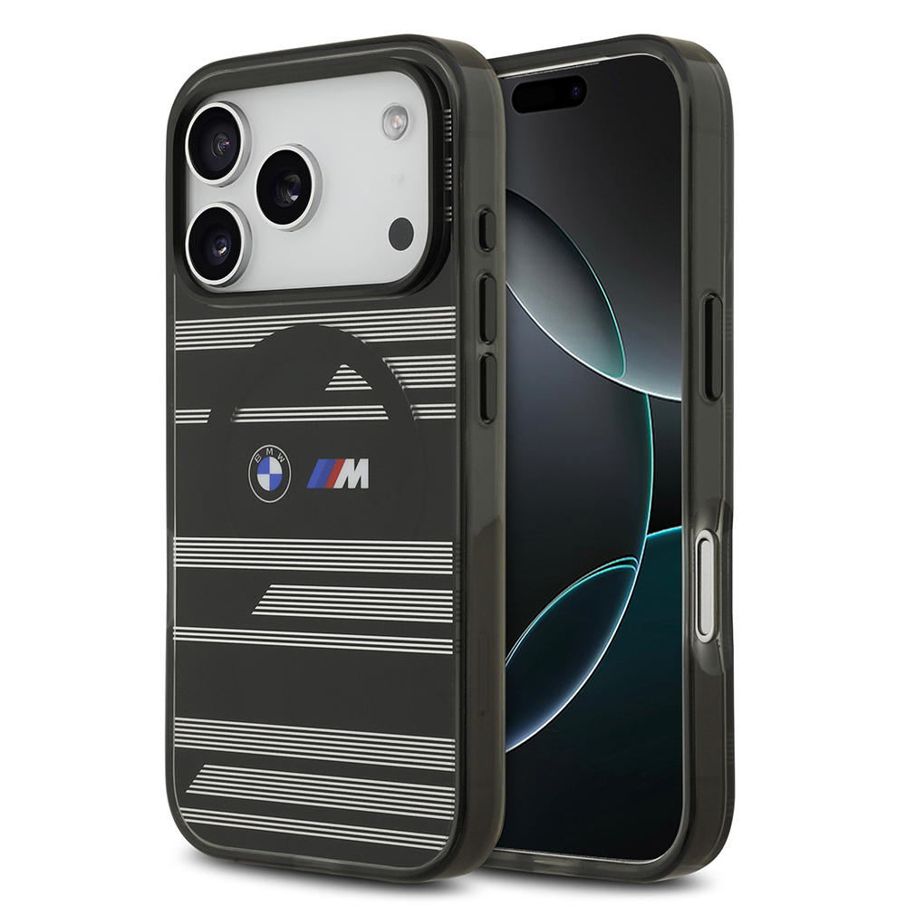 Apple iPhone 17 Pro Case BMW Original Licensed M-Safe Charging Feature Metal Camera Button Horizontal Stripe M Design Cover - 4