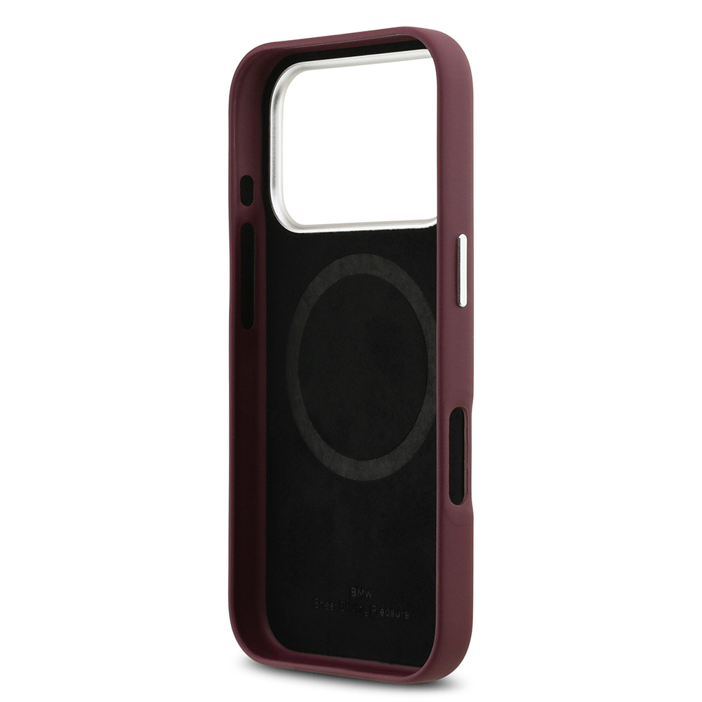 Apple iPhone 17 Pro Case BMW Original Licensed M-Safe Charging Feature Metal Logo Full Cover Leather Cover - 31