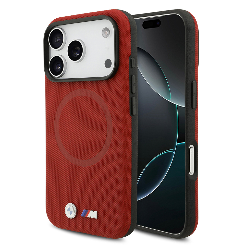 Apple iPhone 17 Pro Case BMW Original Licensed M-Safe Charging Feature Metal Logo Perforated M Design Leather Cover - 2