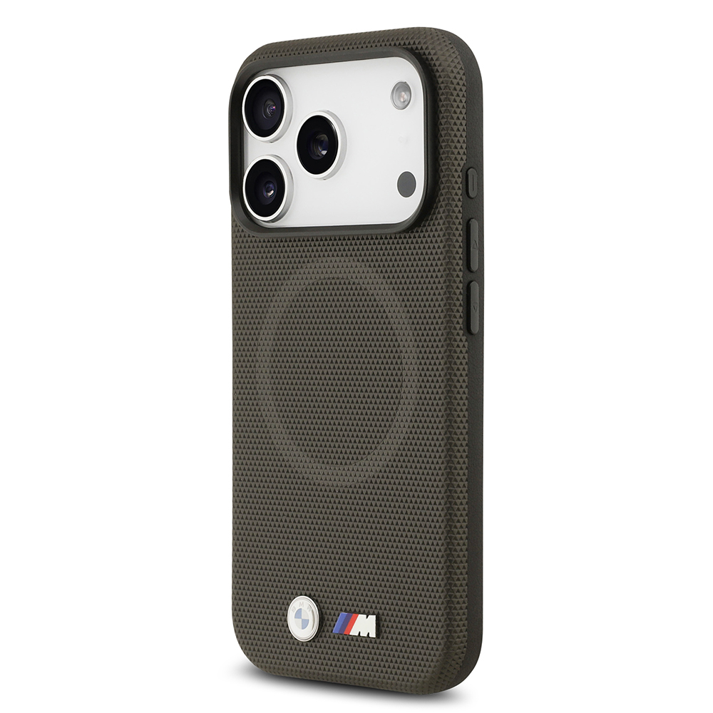 Apple iPhone 17 Pro Case BMW Original Licensed M-Safe Charging Feature Metal Logo Perforated M Design Leather Cover - 13