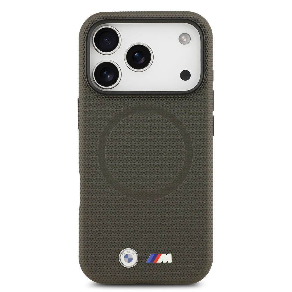 Apple iPhone 17 Pro Case BMW Original Licensed M-Safe Charging Feature Metal Logo Perforated M Design Leather Cover - 14