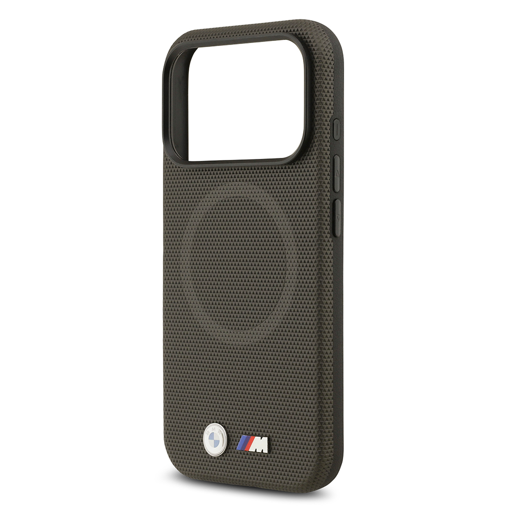 Apple iPhone 17 Pro Case BMW Original Licensed M-Safe Charging Feature Metal Logo Perforated M Design Leather Cover - 17