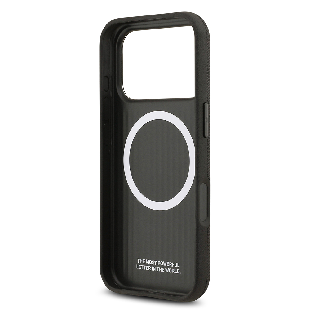 Apple iPhone 17 Pro Case BMW Original Licensed M-Safe Charging Feature Metal Logo Perforated M Design Leather Cover - 24