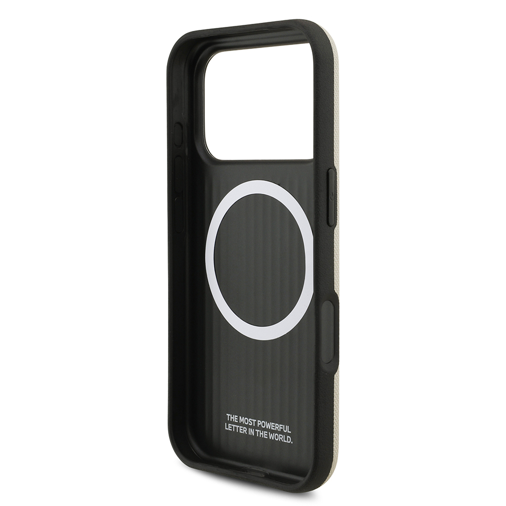 Apple iPhone 17 Pro Case BMW Original Licensed M-Safe Charging Feature Metal Logo Perforated M Design Leather Cover - 30