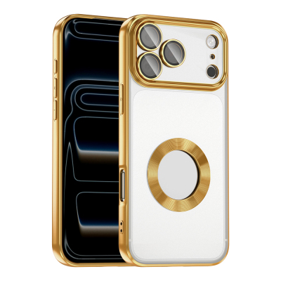 Apple iPhone 17 Pro Case Camera Protection Logo Showing Zore Omega Cover Gold