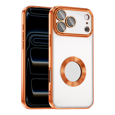 Apple iPhone 17 Pro Case Camera Protection Logo Showing Zore Omega Cover Orange