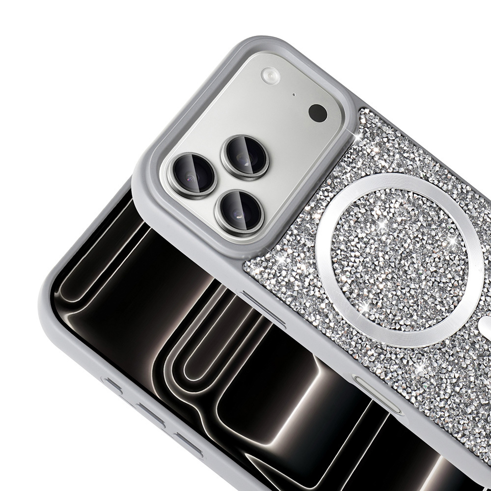 Apple iPhone 17 Pro Case Diamond Design Zore Mosaic Silicone Cover M-safe Charging Feature - 9