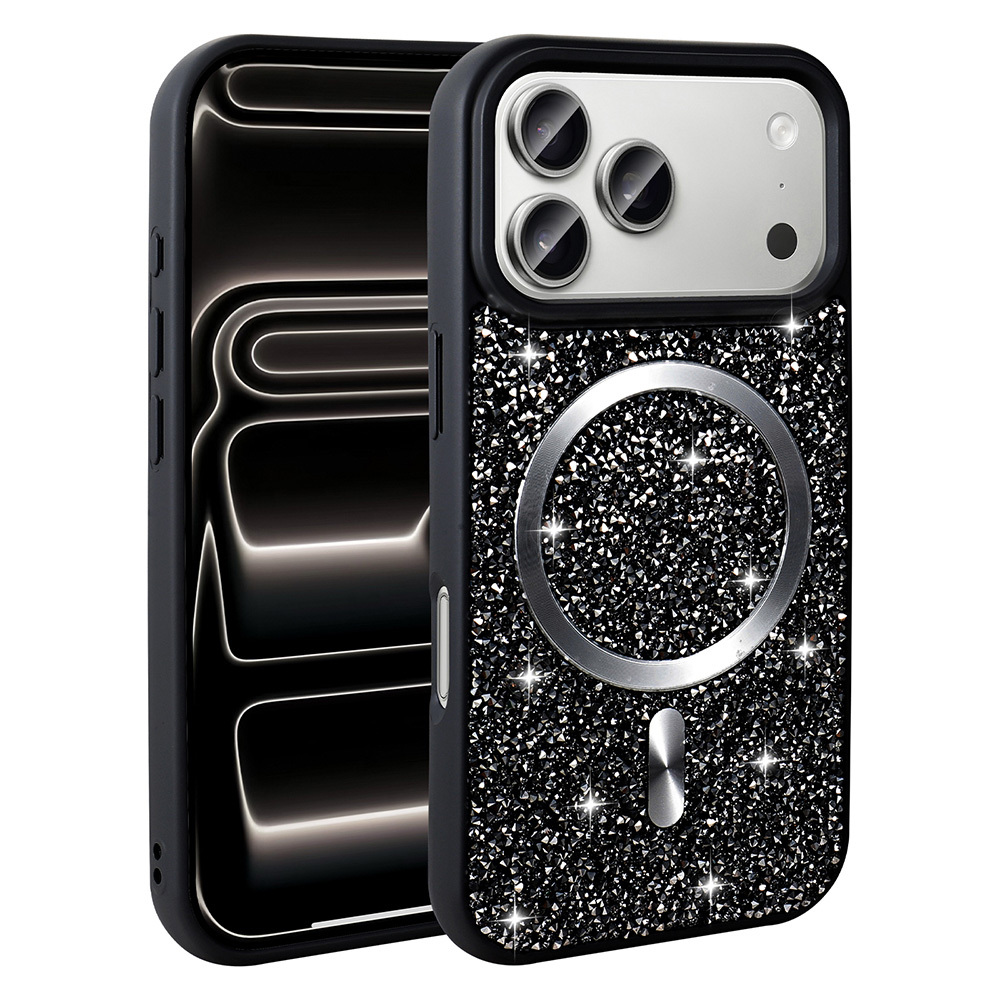 Apple iPhone 17 Pro Case Diamond Design Zore Mosaic Silicone Cover M-safe Charging Feature - 7