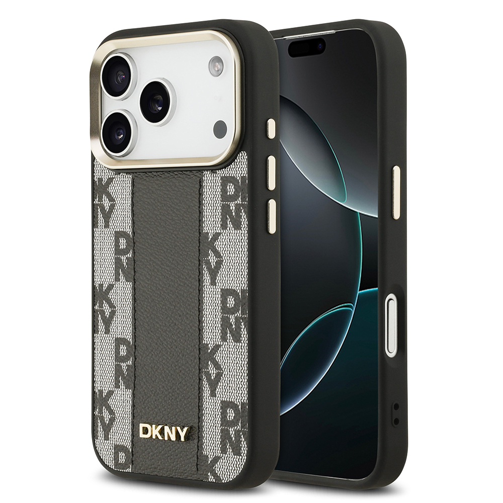 Apple iPhone 17 Pro Case DKNY Original Licensed M-safe Charging Feature 3D Printed Checkered Pattern Cover - 3