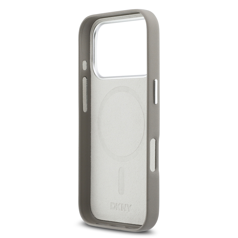 Apple iPhone 17 Pro Case DKNY Original Licensed M-safe Charging Feature PU Large Vertical Logo Cover - 24