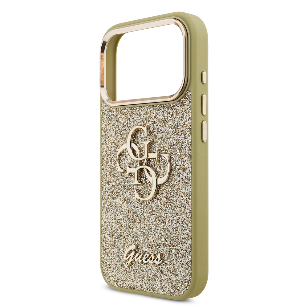 Apple iPhone 17 Pro Case Guess Original Licensed 4G Large Metal Camera Frame and Logo Glitter Cover - 10