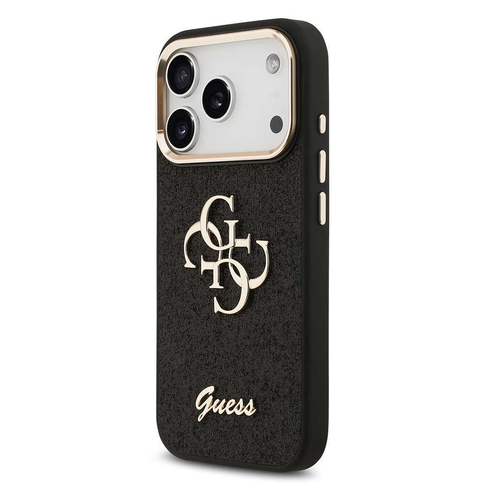 Apple iPhone 17 Pro Case Guess Original Licensed 4G Large Metal Camera Frame and Logo Glitter Cover - 13