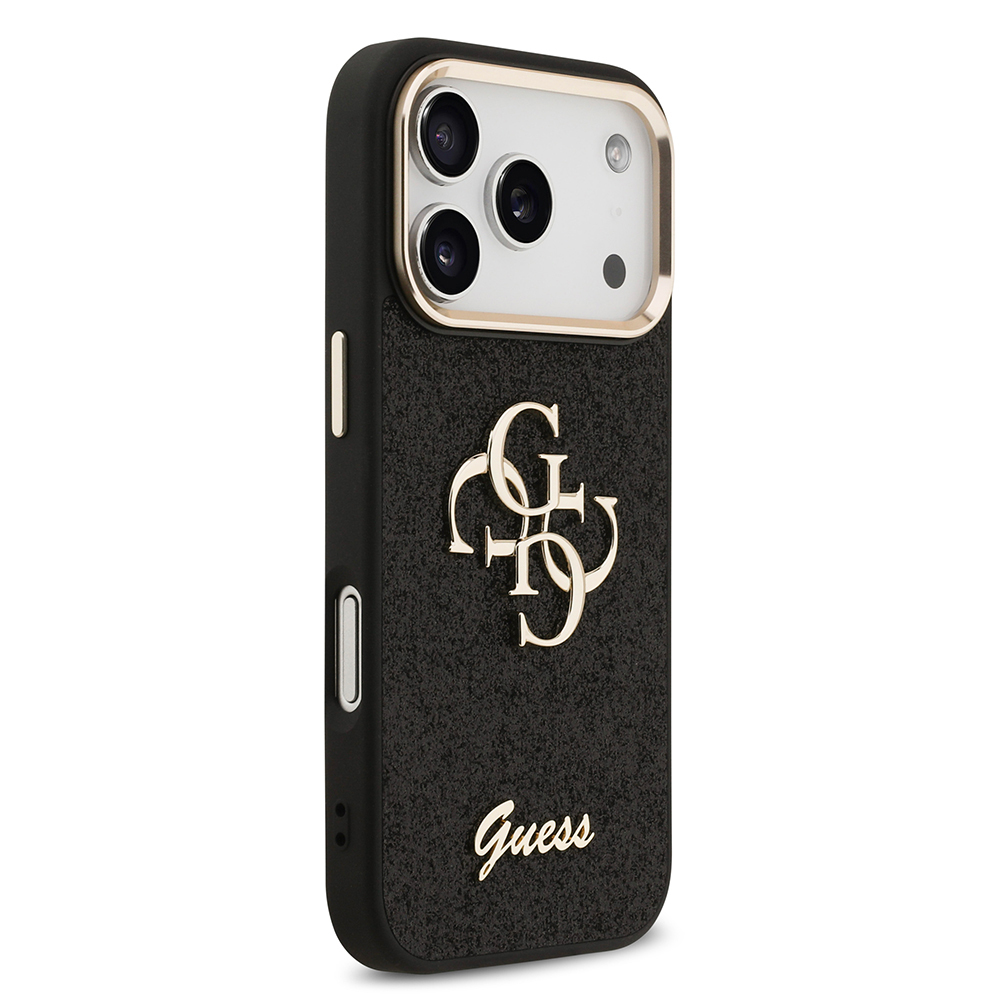 Apple iPhone 17 Pro Case Guess Original Licensed 4G Large Metal Camera Frame and Logo Glitter Cover - 15