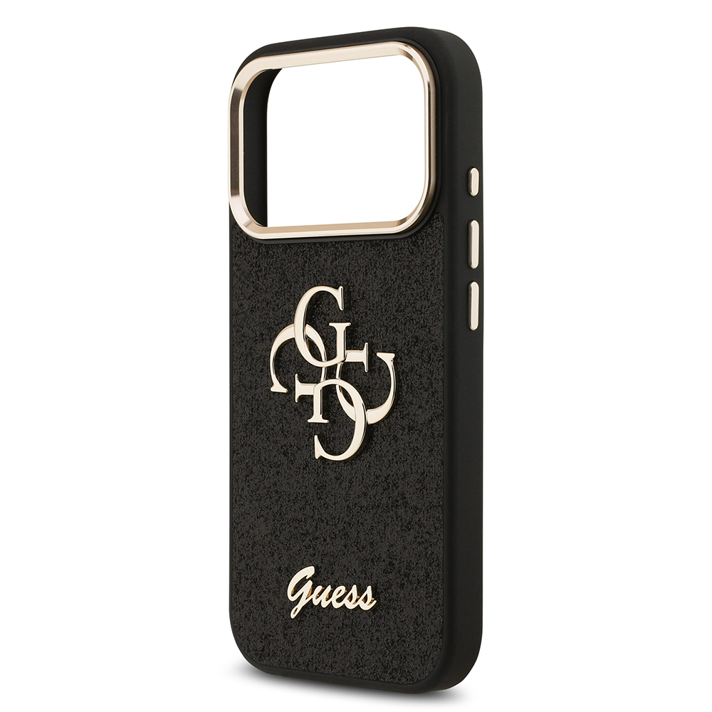 Apple iPhone 17 Pro Case Guess Original Licensed 4G Large Metal Camera Frame and Logo Glitter Cover - 17