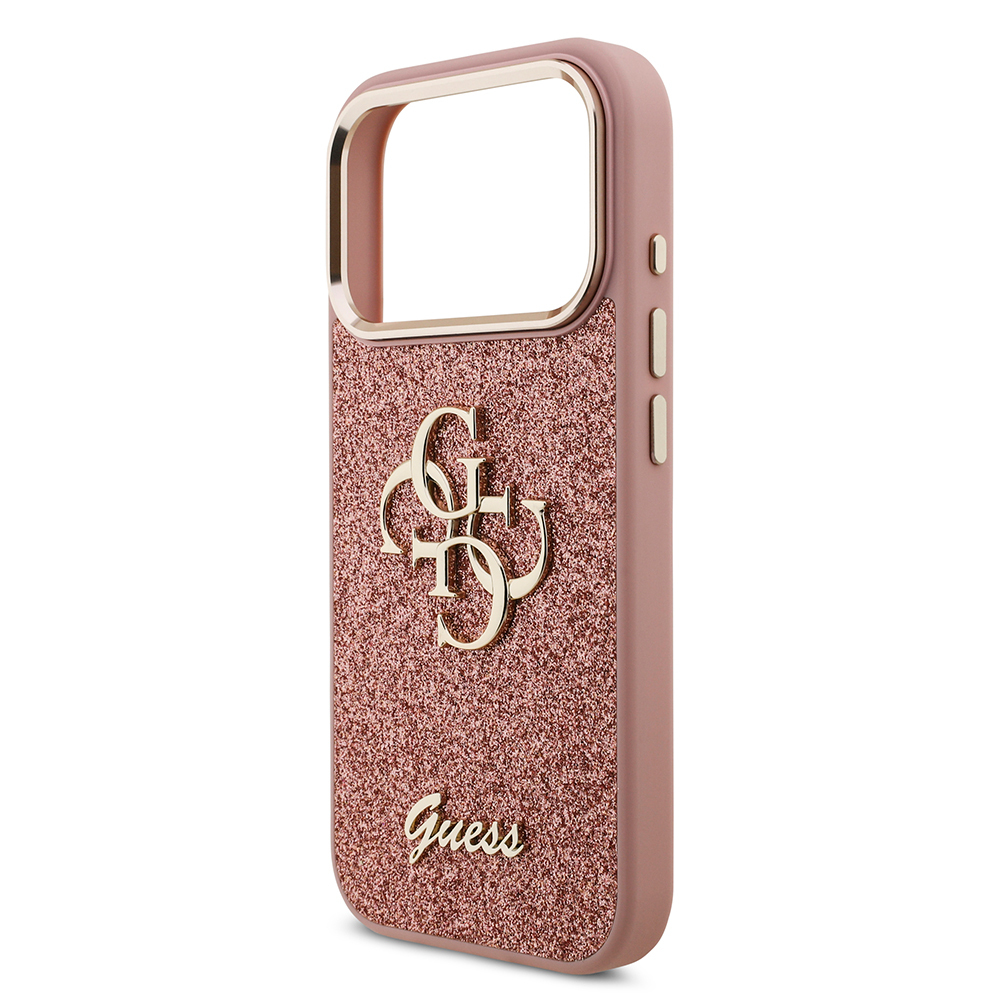 Apple iPhone 17 Pro Case Guess Original Licensed 4G Large Metal Camera Frame and Logo Glitter Cover - 24