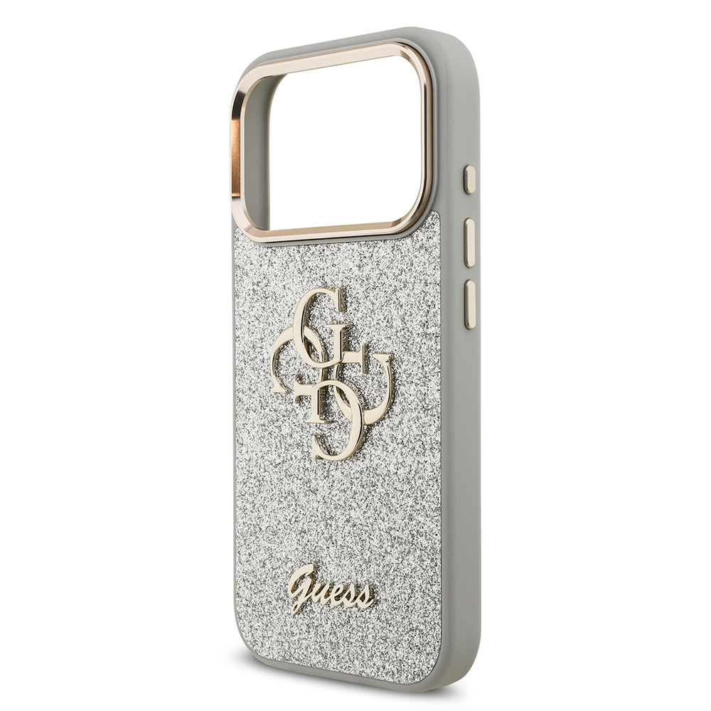 Apple iPhone 17 Pro Case Guess Original Licensed 4G Large Metal Camera Frame and Logo Glitter Cover - 31